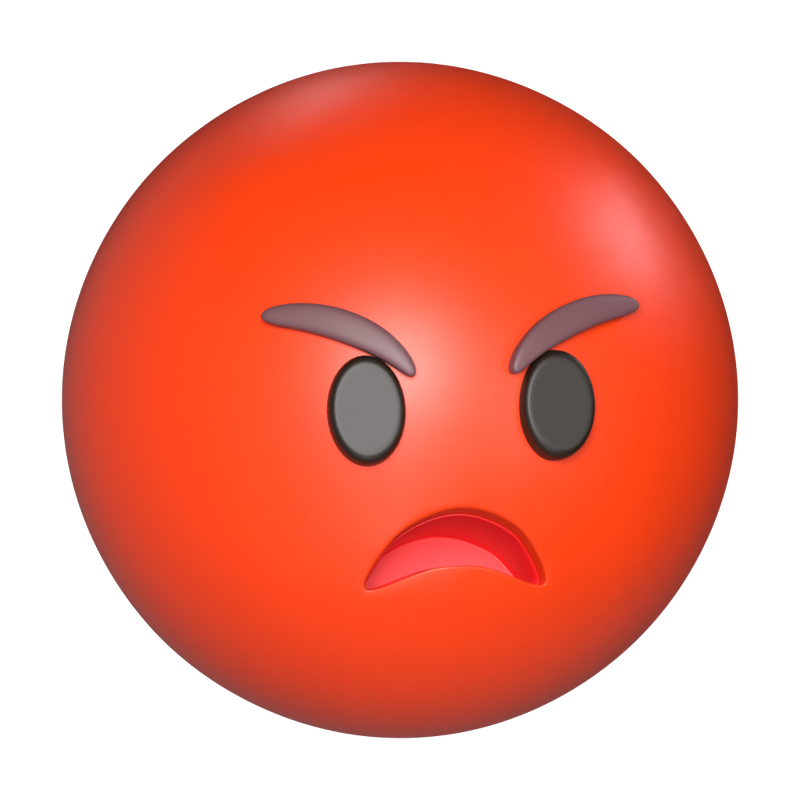 Angry 3D Face Icon 3D Graphic