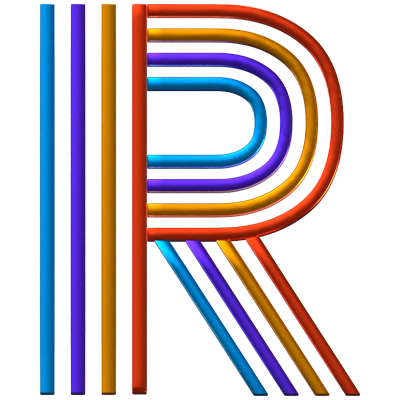 R Letter 3D Shape Parallel Lines Text 3D Graphic