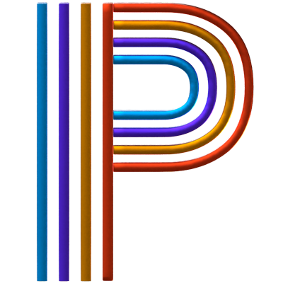 P Letter 3D Shape Parallel Lines Text 3D Graphic