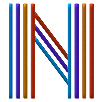 N Letter 3D Shape Parallel Lines Text 3D Graphic