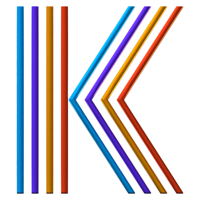 K Letter 3D Shape Parallel Lines Text 3D Graphic