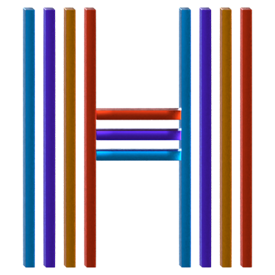 H Letter 3D Shape Parallel Lines Text 3D Graphic