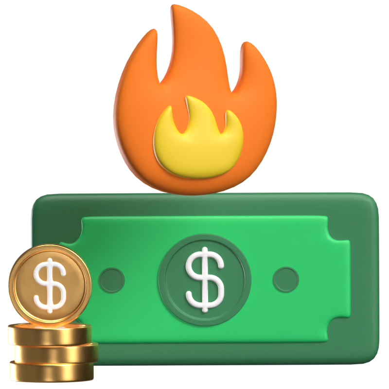 Burn Rate 3D Animated Icon 3D Graphic