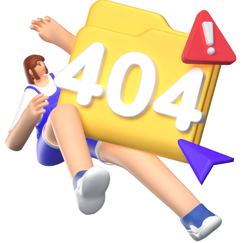 404 State 3D Illustration With A Girl Hit By 404 Folder 3D Illustration
