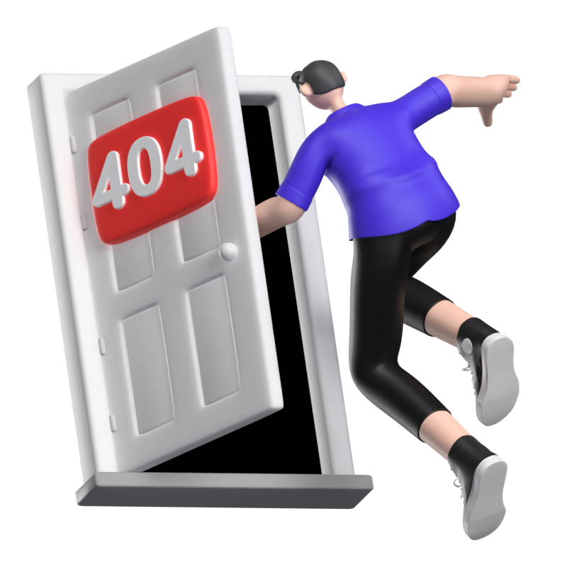 404 Empty State 3D Illustration With A Man Jump Into An Empty Room 3D Illustration