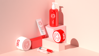 Cosmetic Brand kit 3D Mockup Podium 3D Template