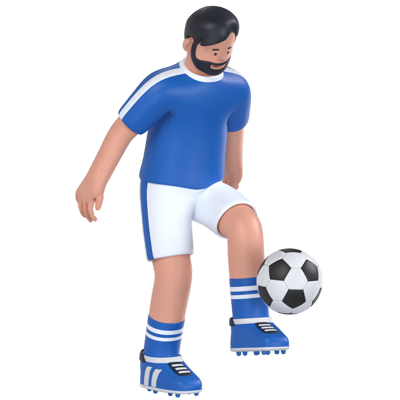 Soccer Player Bouncing Ball 3D Graphic