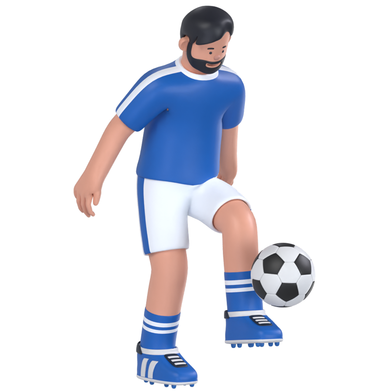 Jogador de futebol batendo na bola 3D Graphic