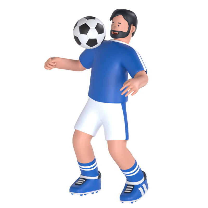 Fußballspieler, der den Ball erhält 3D Graphic