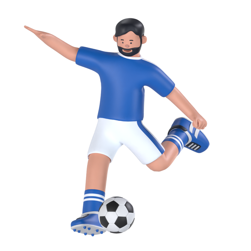 サッカー選手のキック 3D Graphic