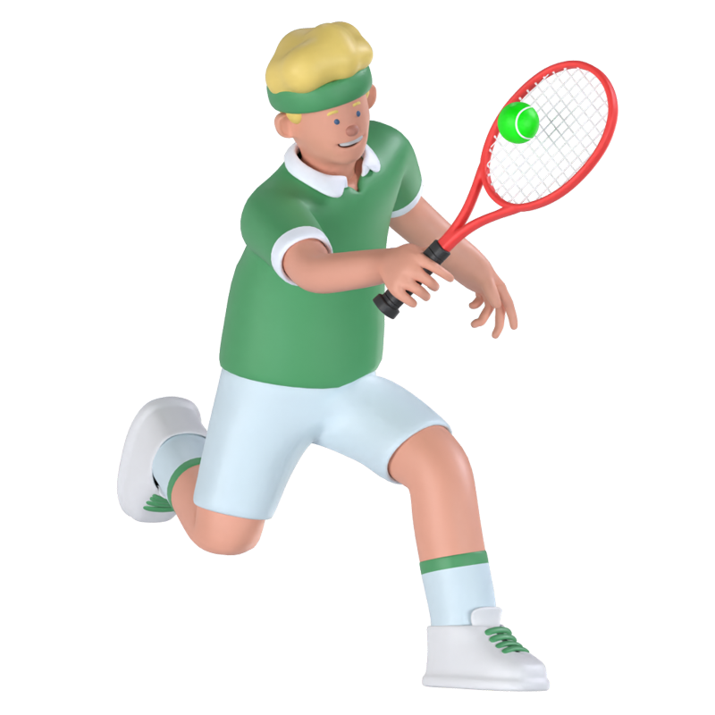 Tennisspieler Laufen 3D Graphic