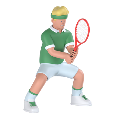 Tennis Player Waiting 3D Graphic