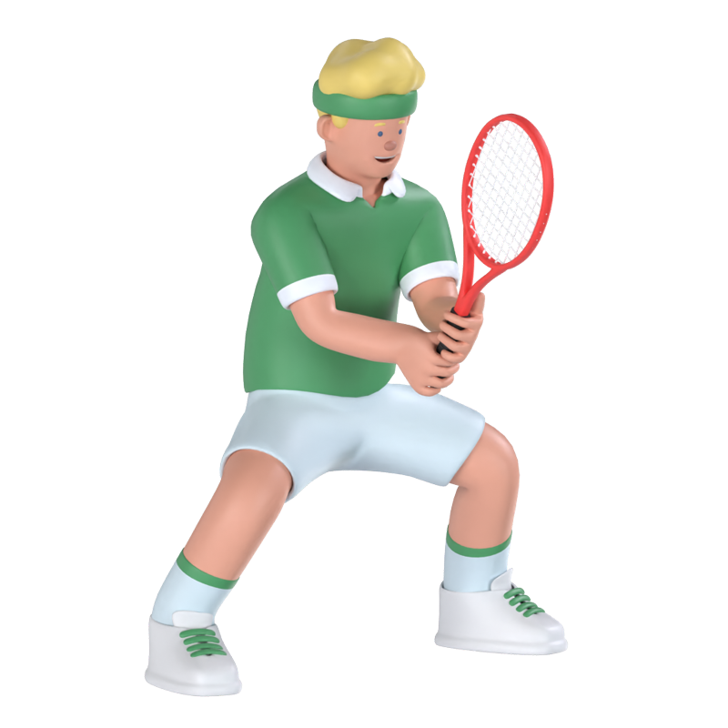 Tennisspieler wartet 3D Graphic