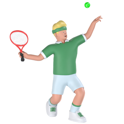 Tennis Player Serving 3D Graphic