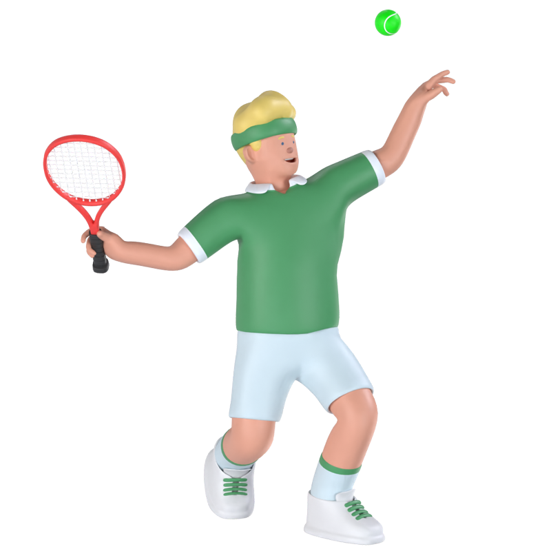 Tennisspieler beim Aufschlag 3D Graphic