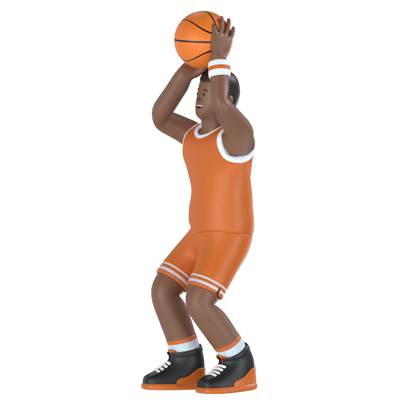 Basket Player Throwing 3D Graphic