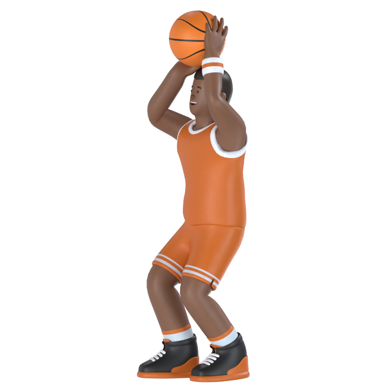 Basket Player Throwing 3D Graphic