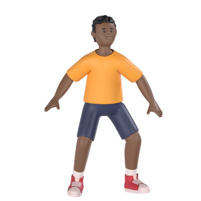 Boy Cautious  3D Graphic