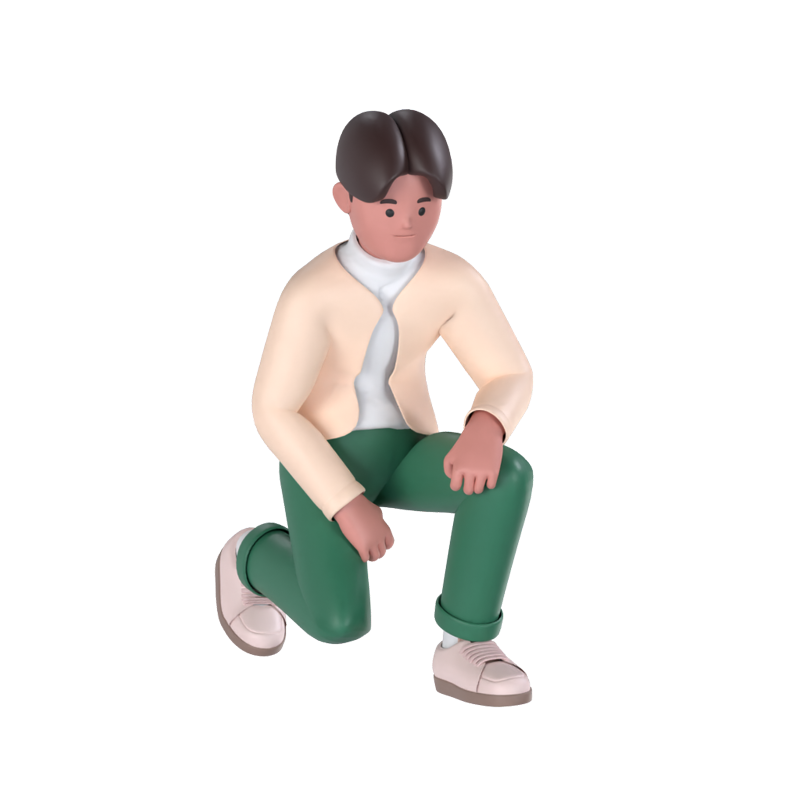 Man Kneeling 3D Graphic