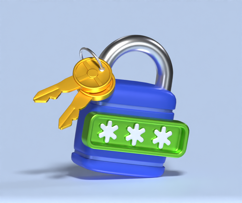 Safety Finance With Padlock Password And Keys 3D Illustration 3D Illustration