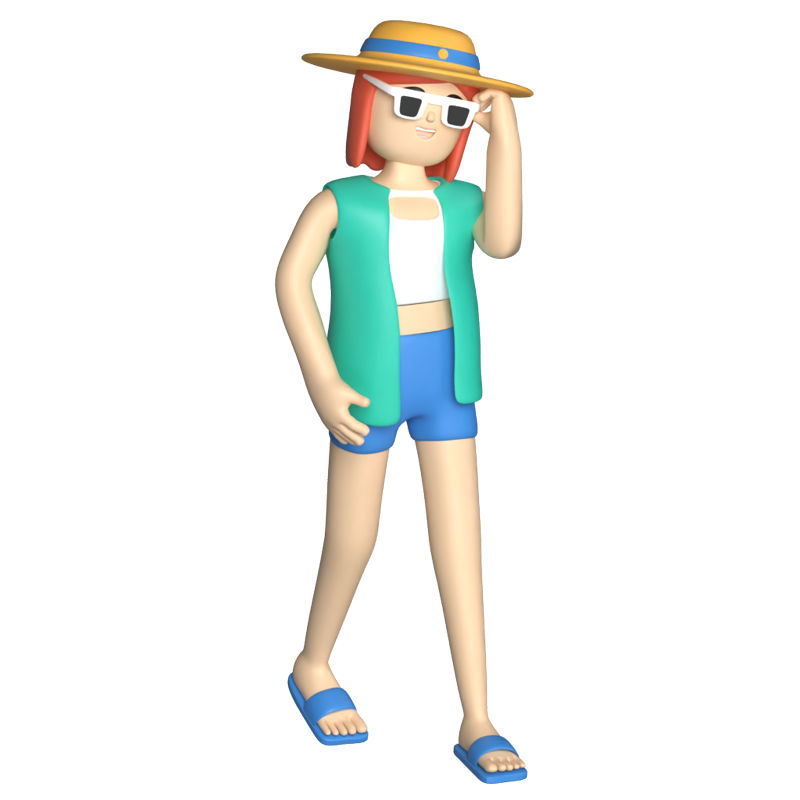 Traveler Holding Sunglasses 3D Character