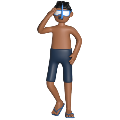 Swimmer Guy Holding Googles 3D Character 3D Graphic