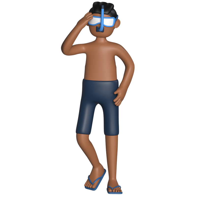 Swimmer Guy Holding Googles 3D Character