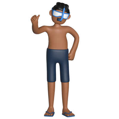 Swimmer Guy Thumb Up Pose 3D Character 3D Graphic