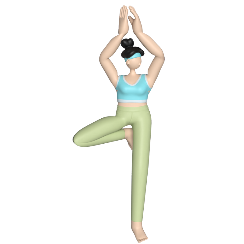 Yoga Chica Postura del Árbol 3D Graphic