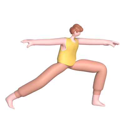 Yoga Boy Warrior Pose 3D Graphic