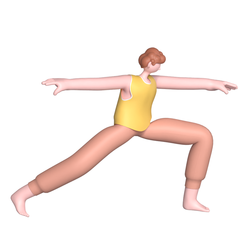 Yoga Boy Warrior Pose 3D Graphic