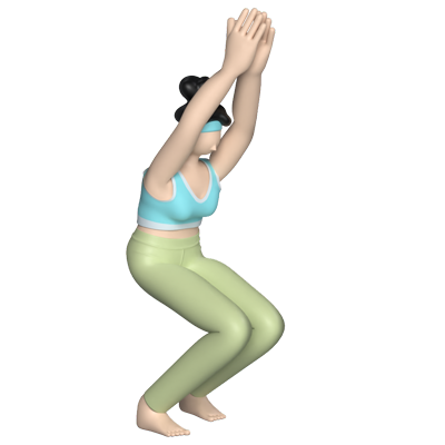 Yoga Girl Standing Forward Bend Pose 3D Graphic