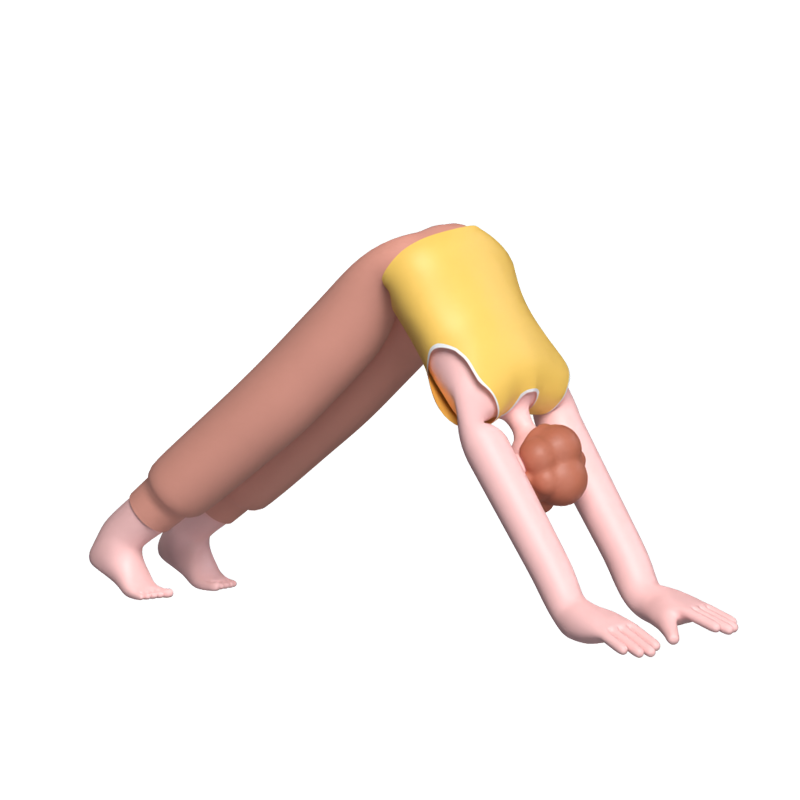 Yoga Boy Downward Facing Dog Pose 3D Graphic