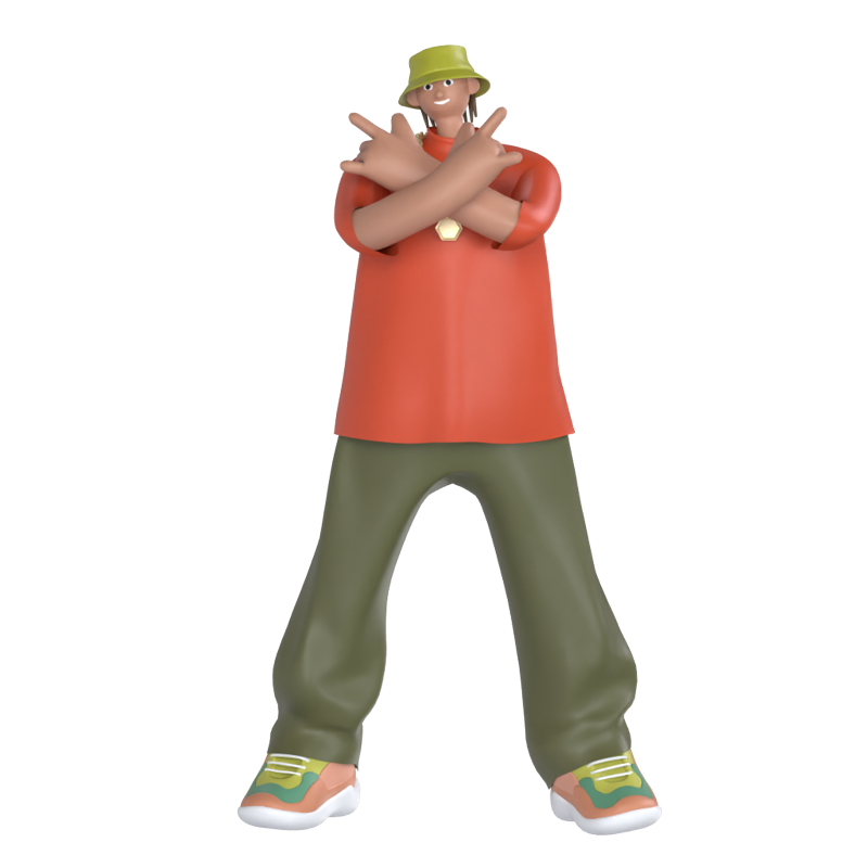 Rapper Cross Arms 3D Graphic