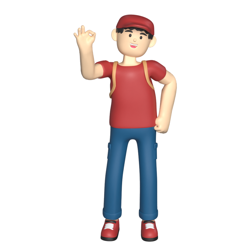 Delivery Man Ok Hand 3D Graphic