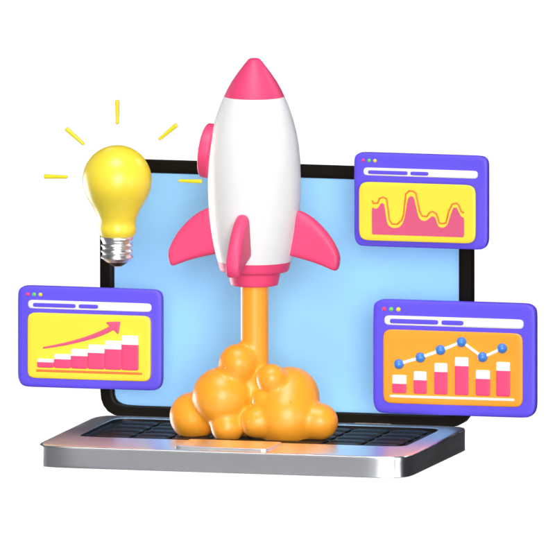 Start Up 3D Animated Icon 3D Graphic