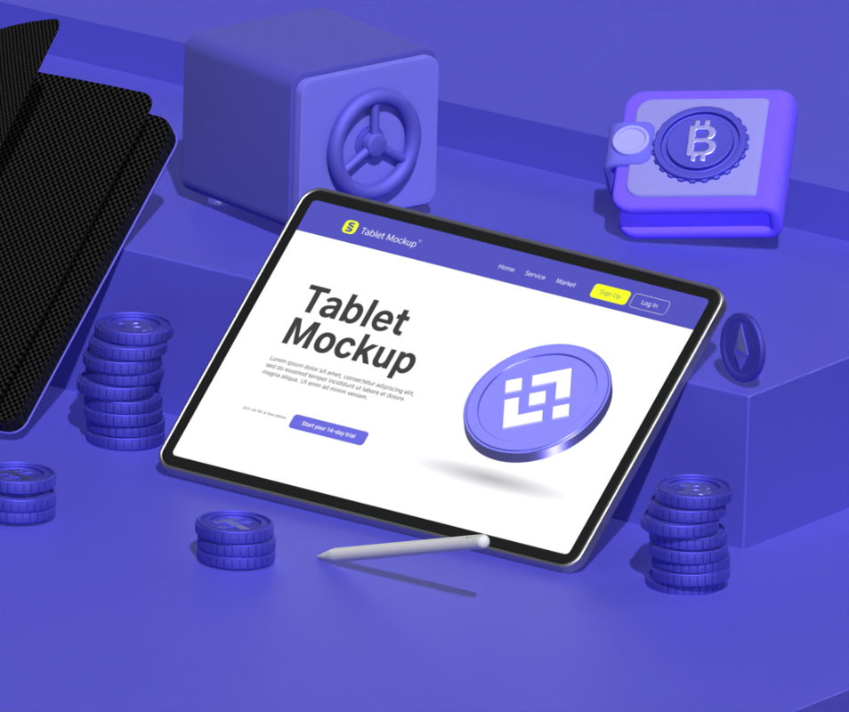 Tablet Crypto 3D Animation Mockup 3D Template