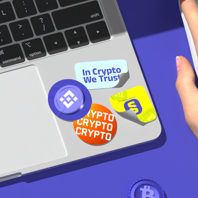 Stickers Crypto 3D Animated Mockup 3D Template