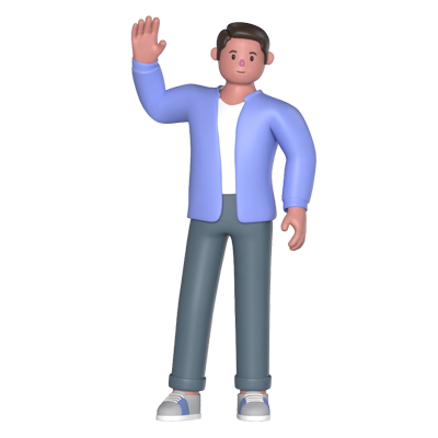 Casual Man Waving Hand 3D Graphic