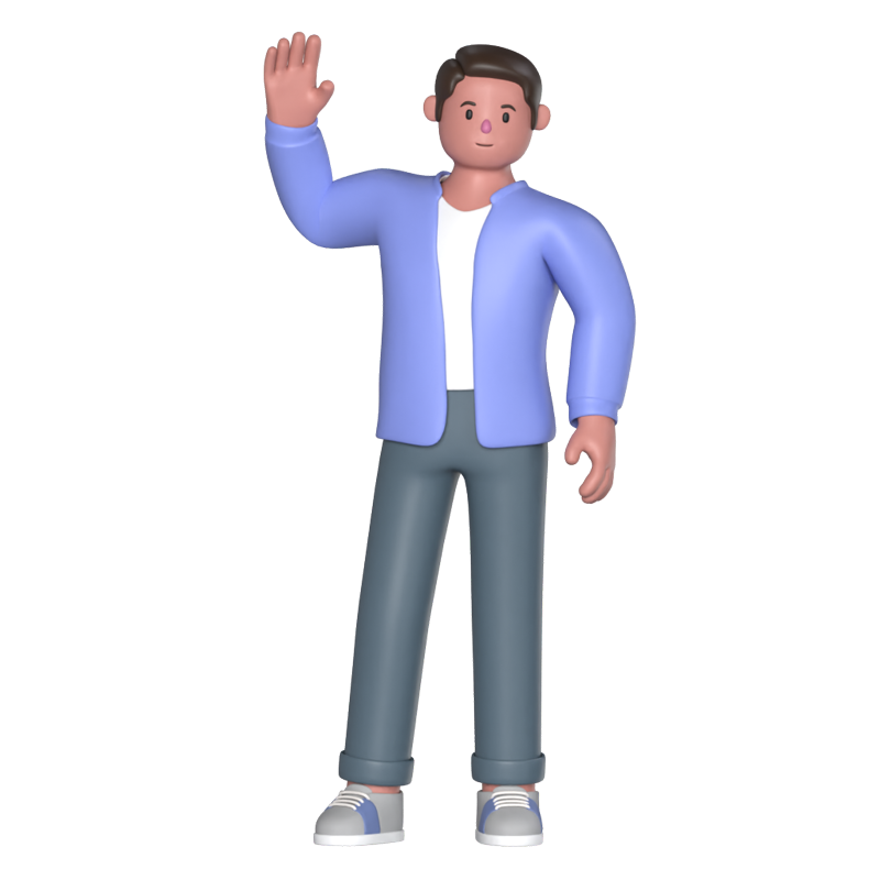 Casual Man Waving Hand 3D Graphic