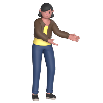 Casual Lady Indicating 3D Graphic