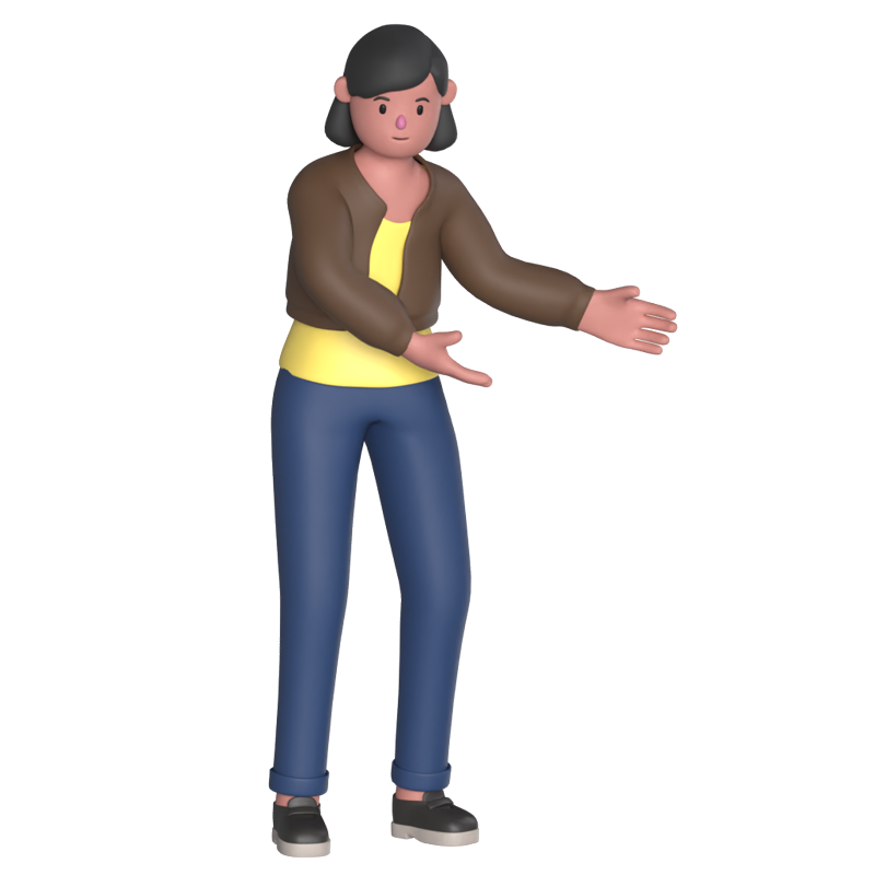 Casual Lady Indicating 3D Graphic