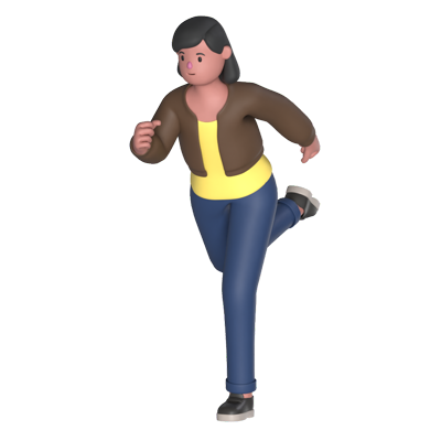 Casual Lady Running 3D Graphic