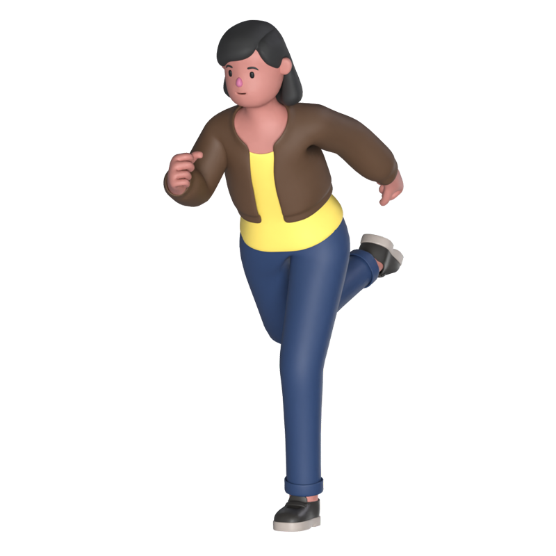 Casual Lady Running 3D Graphic