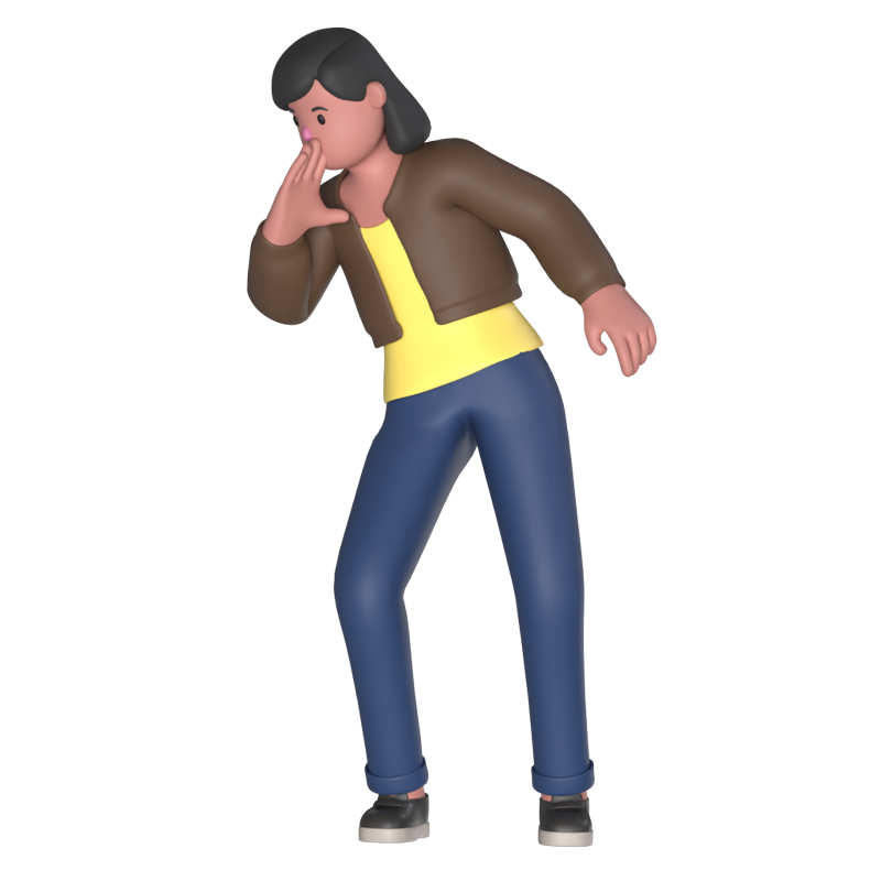 Casual Lady Telling A Secret 3D Graphic