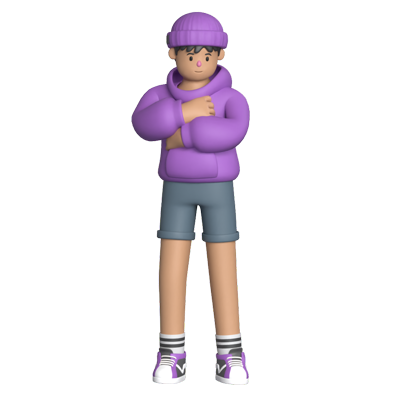 Casual Boy Crossed Arms 3D Graphic