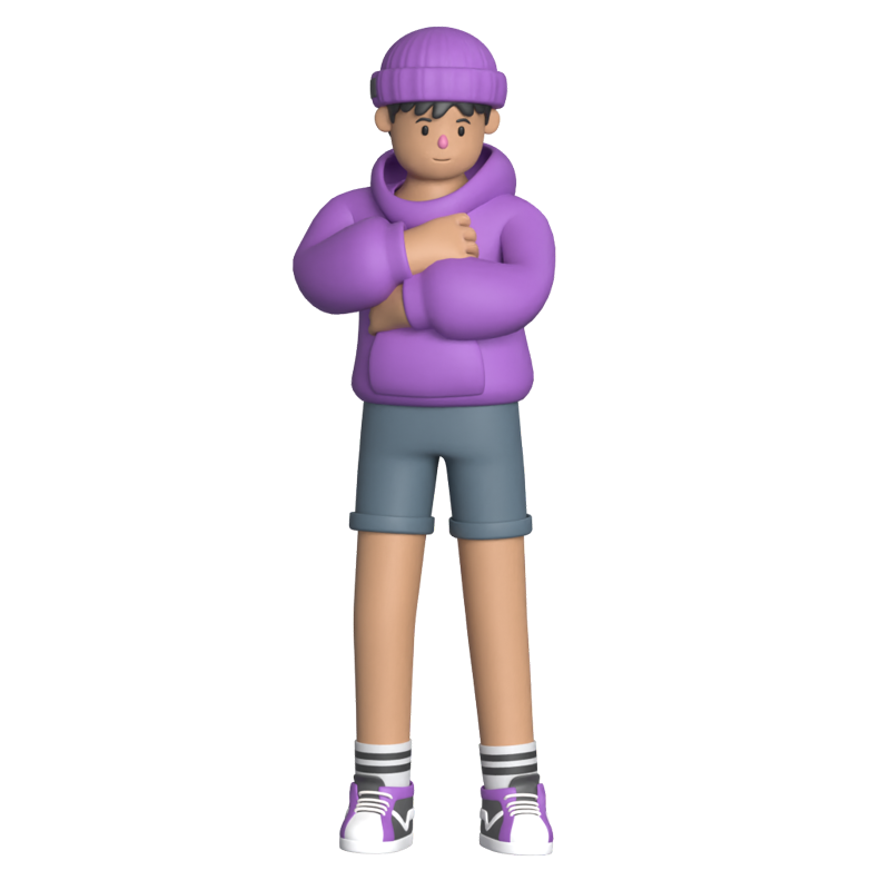 Casual Boy Crossed Arms 3D Graphic