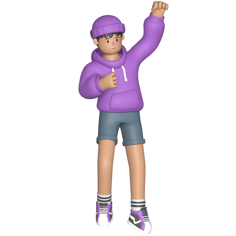 Casual Boy Celebrating 3D Graphic