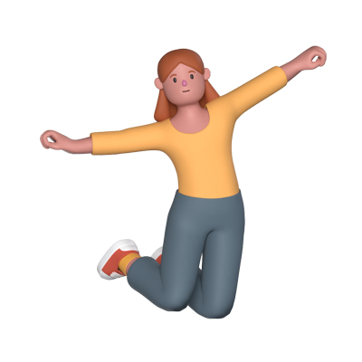 Casual Woman Jumping 3D Graphic