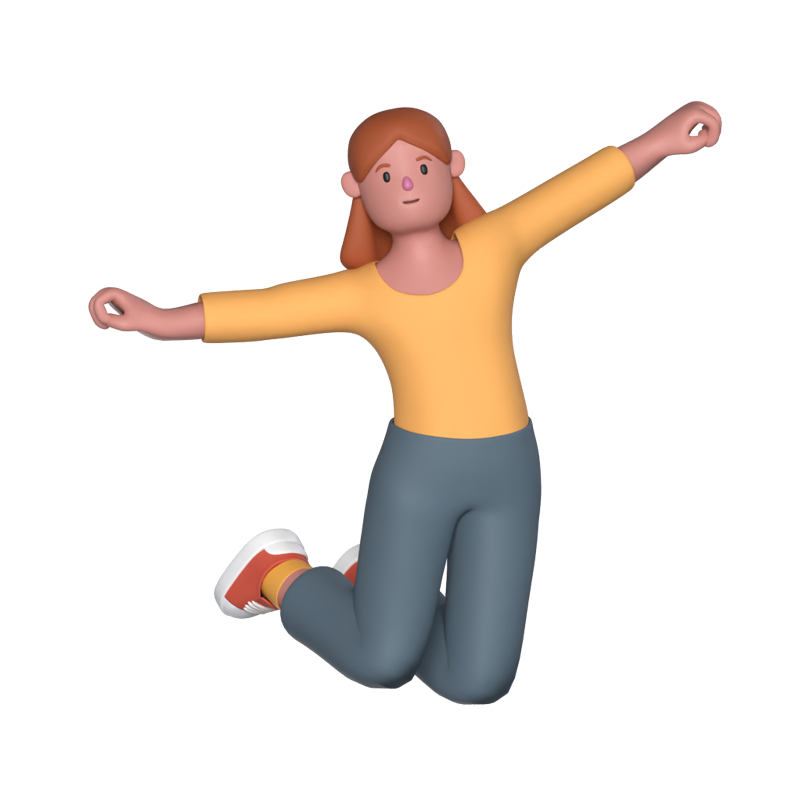 Casual Woman Jumping 3D Graphic